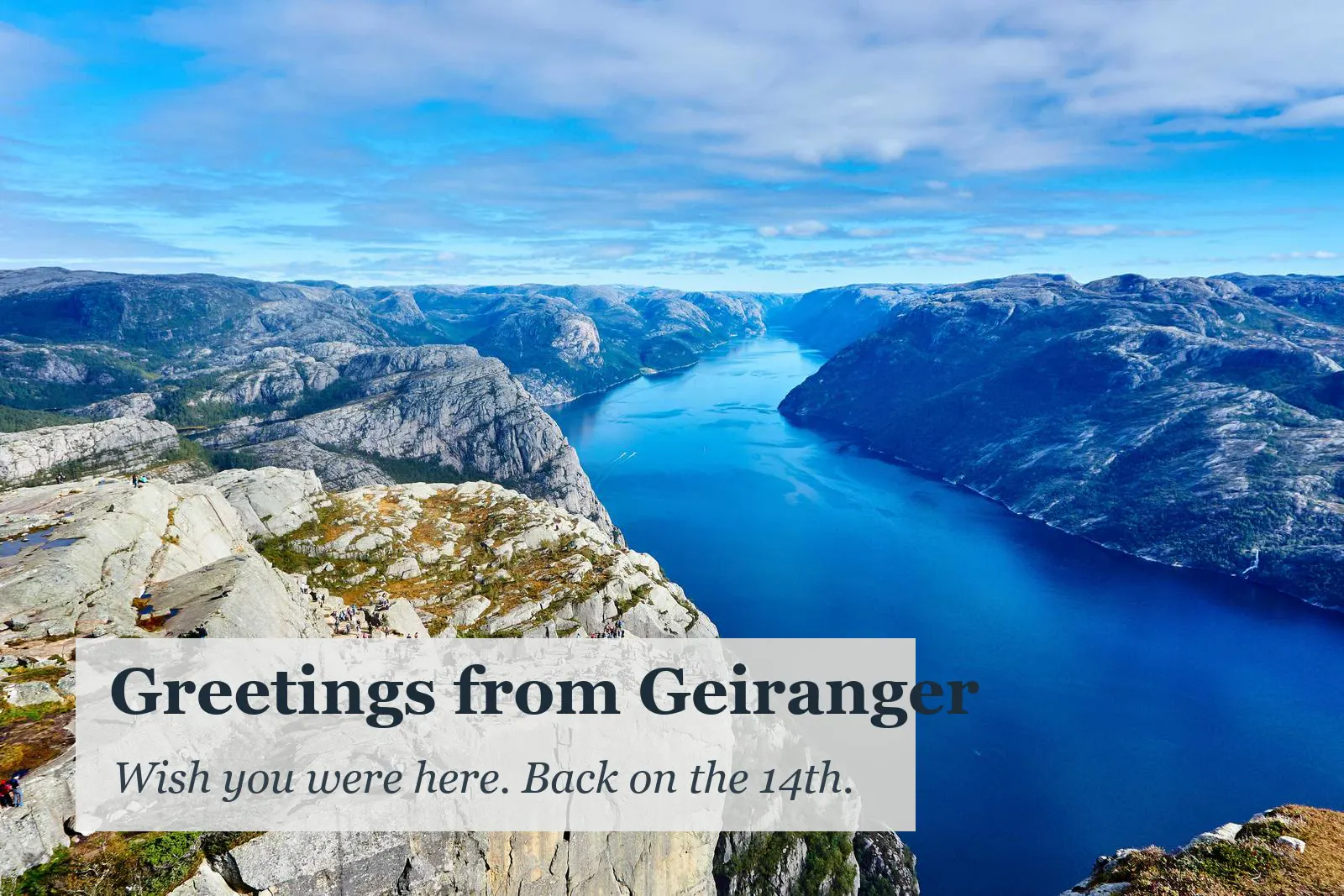 A postcard: Greetings from Geiranger